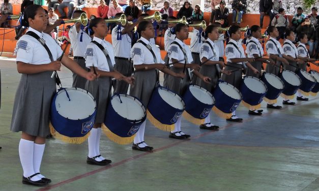 Realizan concurso de bandas de guerra de Telesecundarias