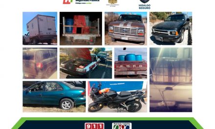 Recupera SSPH 12 vehículos con reporte de robo en región de Pachuca