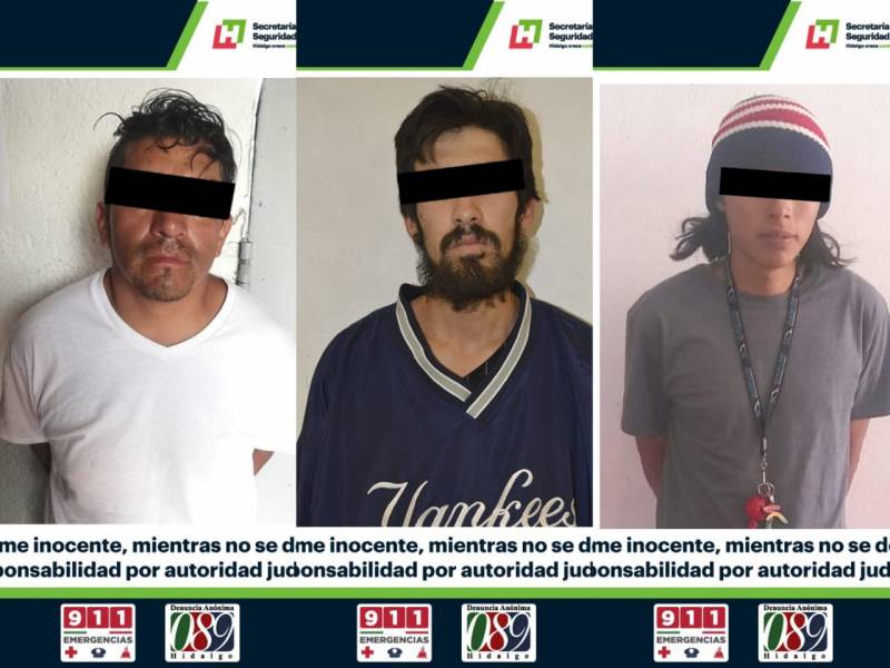 Asegura SSPH a 3 hombres con probable droga en Pachuca