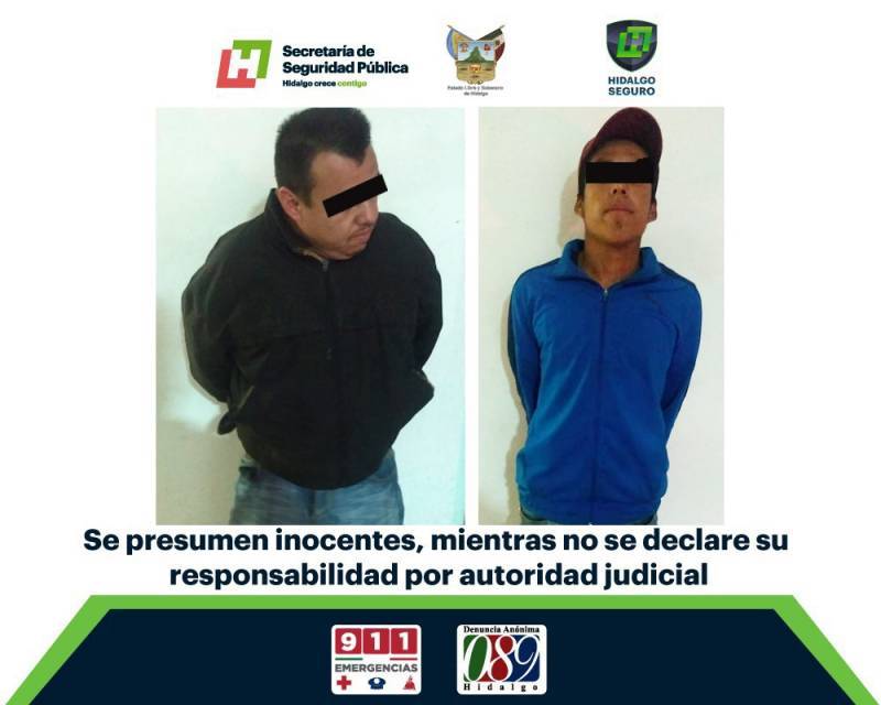 Detiene SSPH a 2 hombres tras presunto robo de taxi en Pachuca