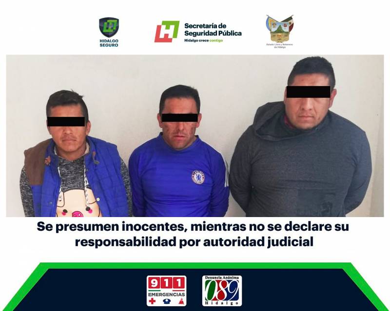 Detienen a cinco con personas con probable droga en Tlaxcoapan y Tlahuelilpan
