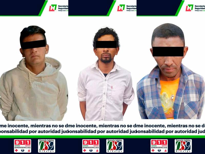Asegura SSPH a tres hombres por presuntos robos en Pachuca