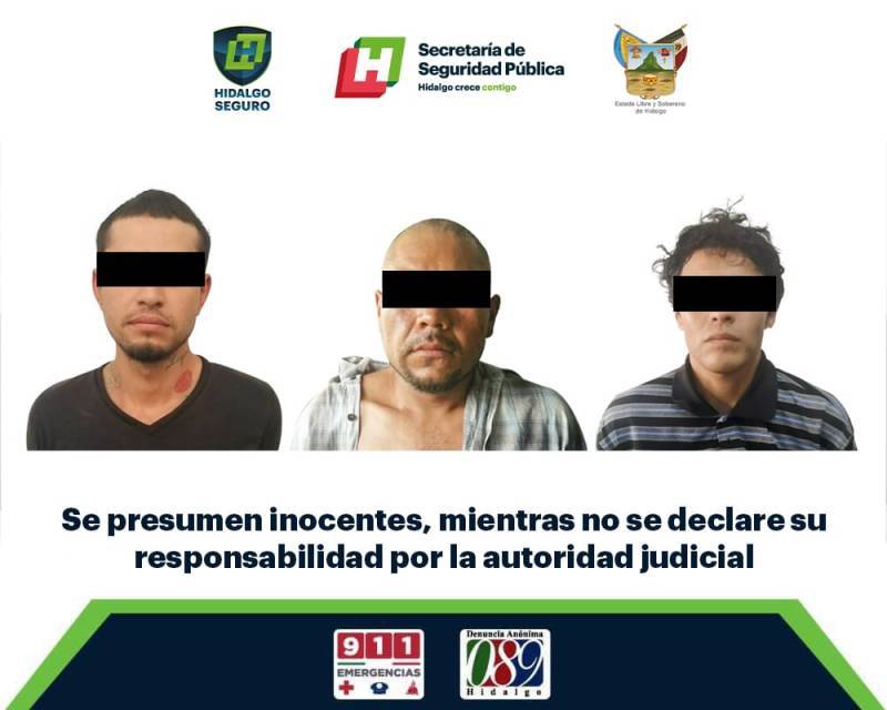 Aseguran a tres individuos con armas de alto calibre en región de Zimapán