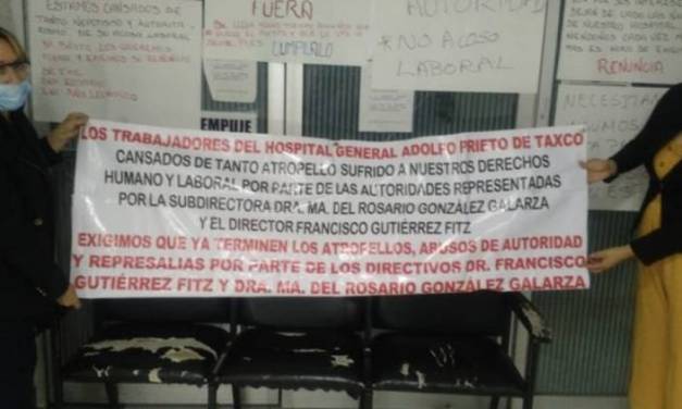 Trabajadores de hospital de Taxco cierran oficina de Gobierno