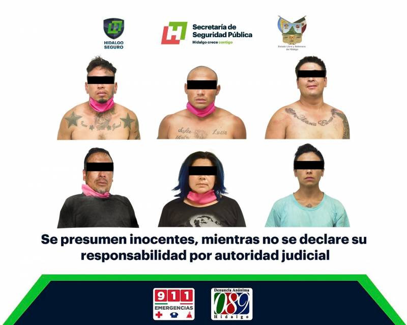 Con armas de fuego y presunta droga, asegura SSP Hidalgo a 6 individuos en Pachuca