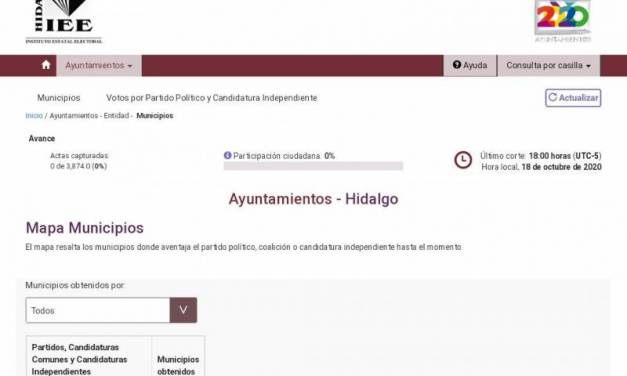 Indigna a la población sistema de resultados preliminares implementado por el IEEH