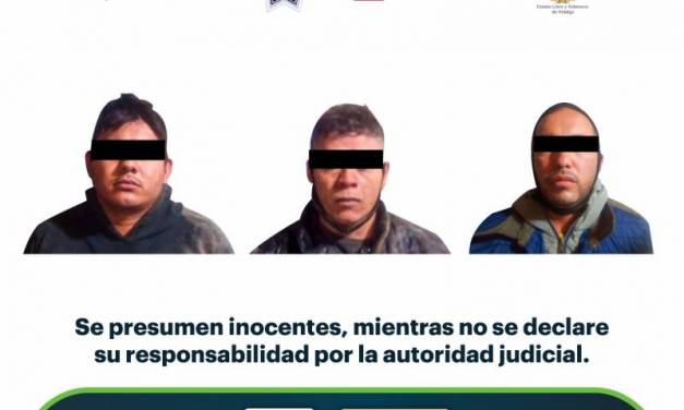 Aseguran a tres individuos presuntamente relacionados con robo en Apan