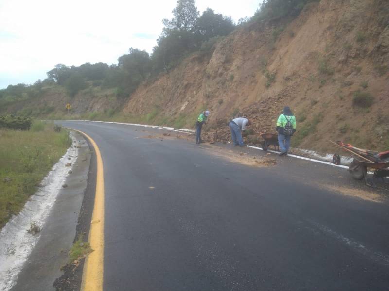 Realizan trabajos de retiro de caídos en la antigua carretera a Mineral del Monte
