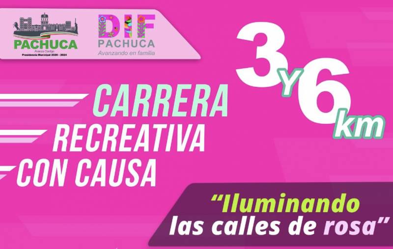 DIF Pachuca invita a carrera “Iluminando las Calles de Rosa”
