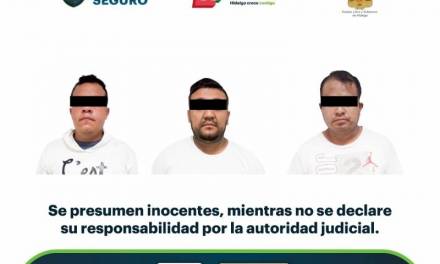 Tres detenidos tras presunto asalto a comercio de Pachuca