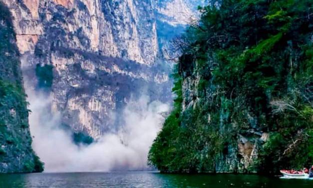 Suspenden navegación por derrumbe en el Cañón del Sumidero