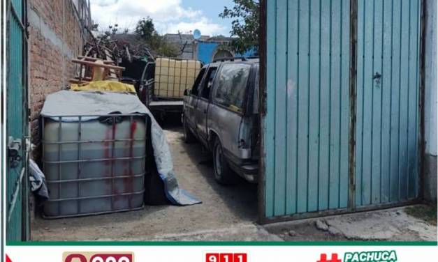 Asegura Policía de Pachuca predio con contenedores de gasolina