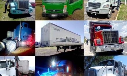 Recuperan 9 camiones de carga con reporte de robo en Hidalgo