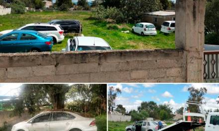 Detectan predio con 8 vehículos robados en Apan