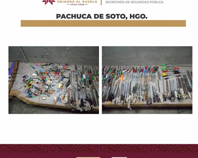 Retiene SSPH 242 armas blancas en Cereso de Pachuca