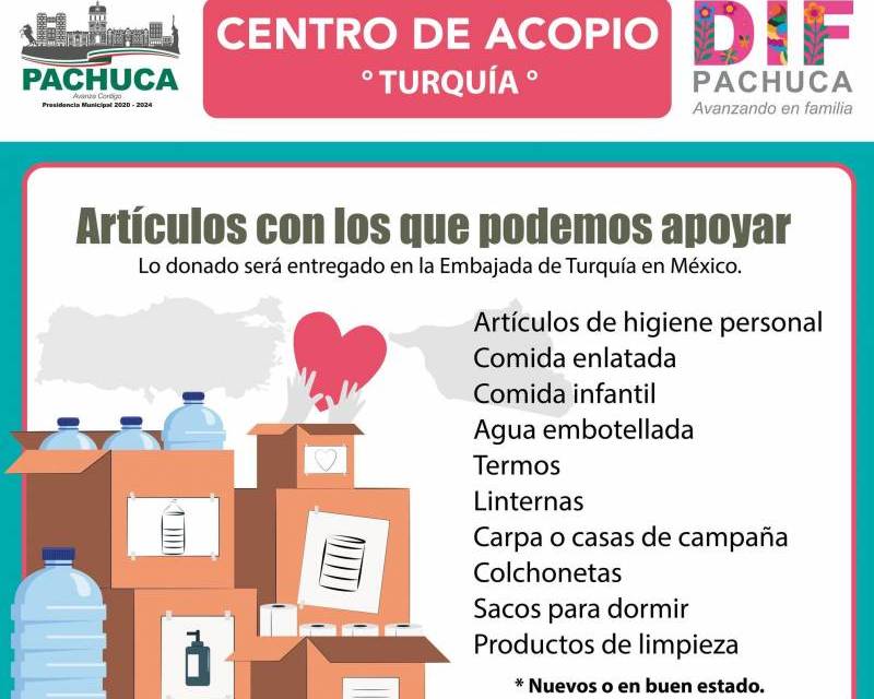 DIF Pachuca instala centro de acopio para afectados por sismos