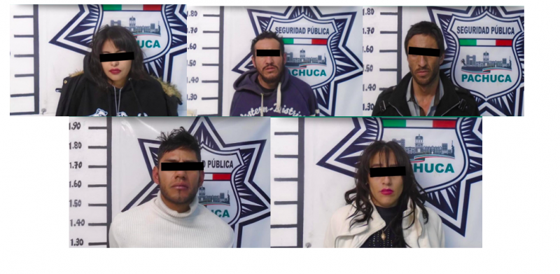 Policía de Pachuca detiene a 5 personas por presunto robo de vehículo