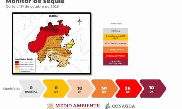 En Hidalgo, 66 municipios reportan algún grado de sequía