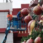 Avanza intalación de árbol navideño en Plaza Juárez