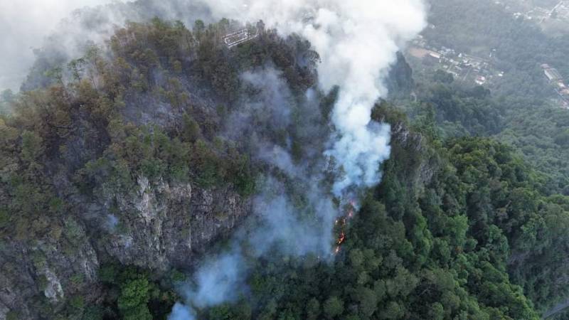 Trabajan por controlar incendio forestal en Tenango de Doria