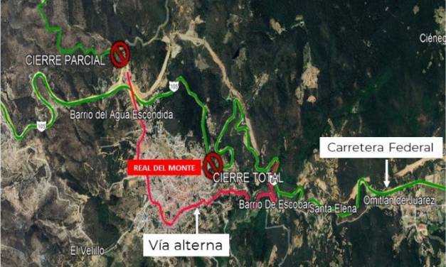 Cierres nocturnos por construcción de viaductos en la carretera Real del Monte-Huasca