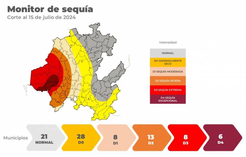 Pese a lluvias, 63 municipios presentan algún grado de sequía