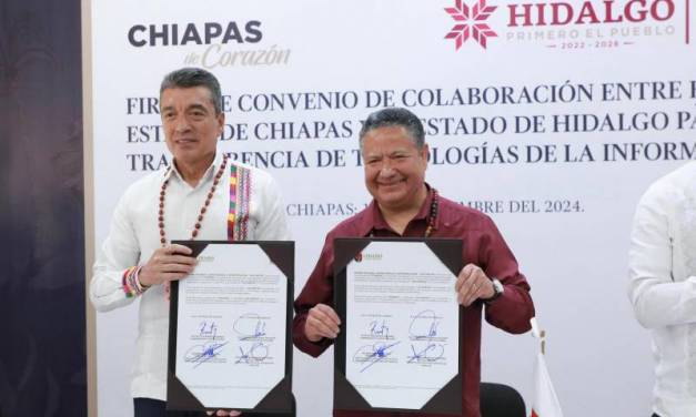 Hidalgo y Chiapas firman convenio en innovación tecnológica