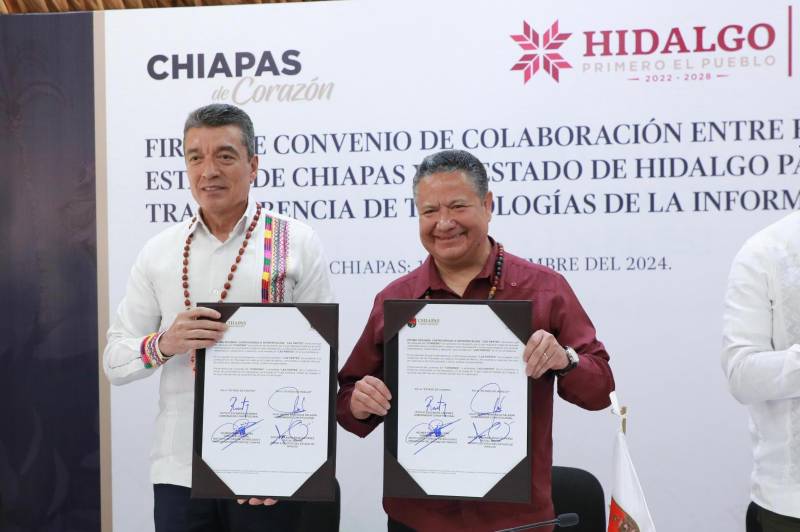 Hidalgo y Chiapas firman convenio en innovación tecnológica