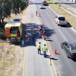 Reinstalan bolardos en carril confinado del Tuzobús