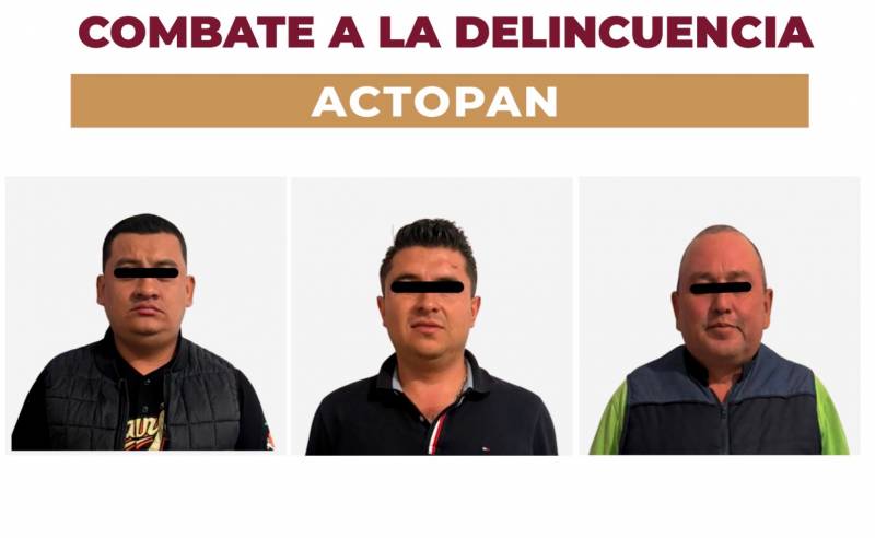 Detienen a 3 hombres en Actopan por portación de armas