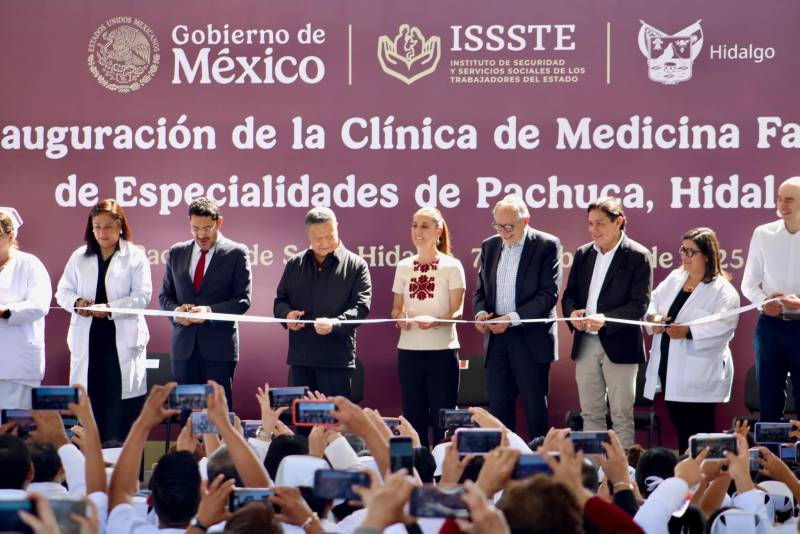 Sheinbaum y Menchaca inauguran nueva clínica del Issste en Pachuca