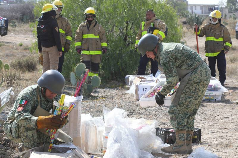 Destruyen pirotecnia decomisada en Pachuca