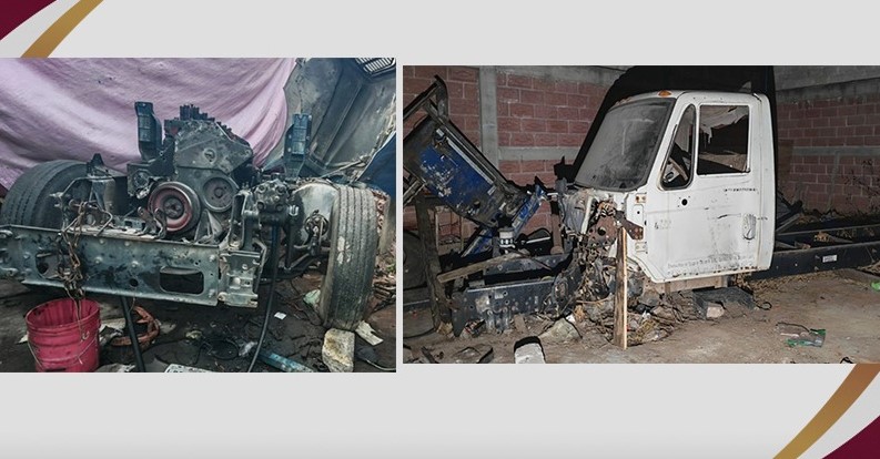 Aseguran predio en Tizayuca utilizado para desarmar tractocamiones