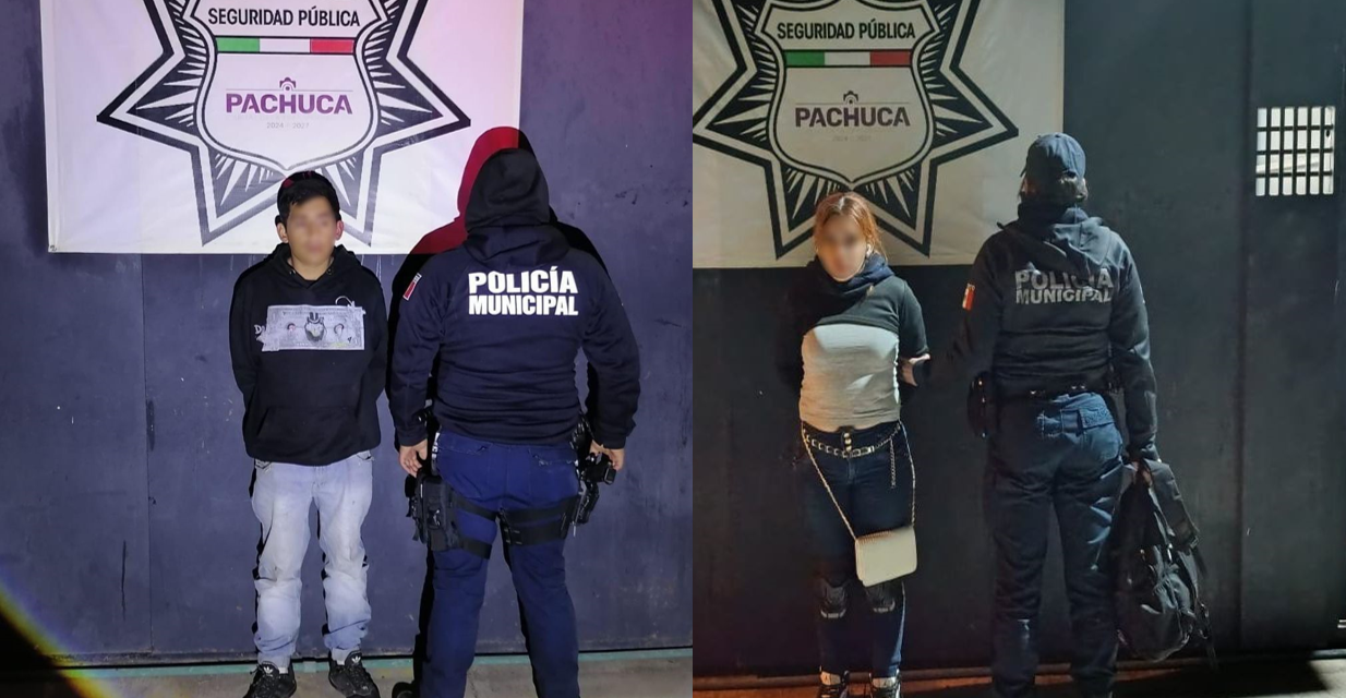 Detienen a dos personas en Pachuca por presunta posesión de narcóticos