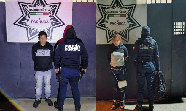 Detienen a dos personas en Pachuca por presunta posesión de narcóticos