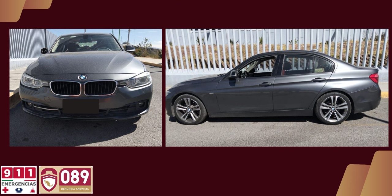 Recuperan BMW robado y detienen a 2 de Sinaloa