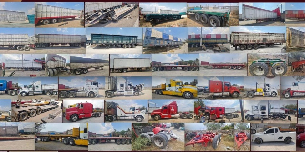 Desmantelan almacén de vehículos de carga pesada robados en Atotonilco de Tula