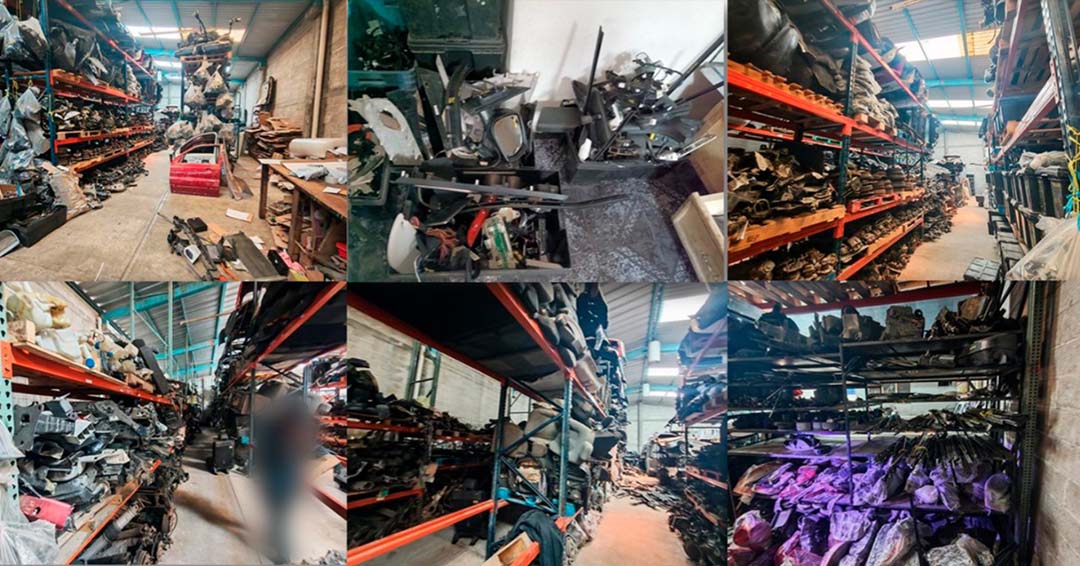 Desmantelan bodegas con más de 60 mil autopartes robadas