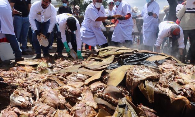 Actopan cocinó más de 100 borregos en el horno más grande de México